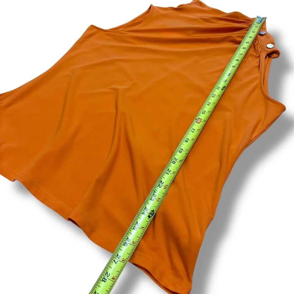 NWT DKNY Orange High Neck Mock Neck Silver Button Office Top – Medium - Picture 5 of 8